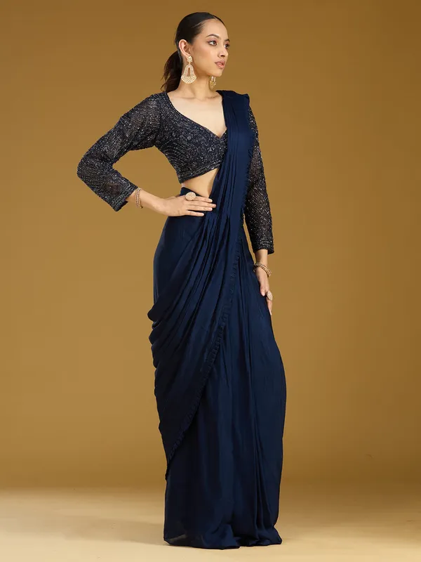 Navy_Blue_Cutdana_Satin_Readymade_Saree