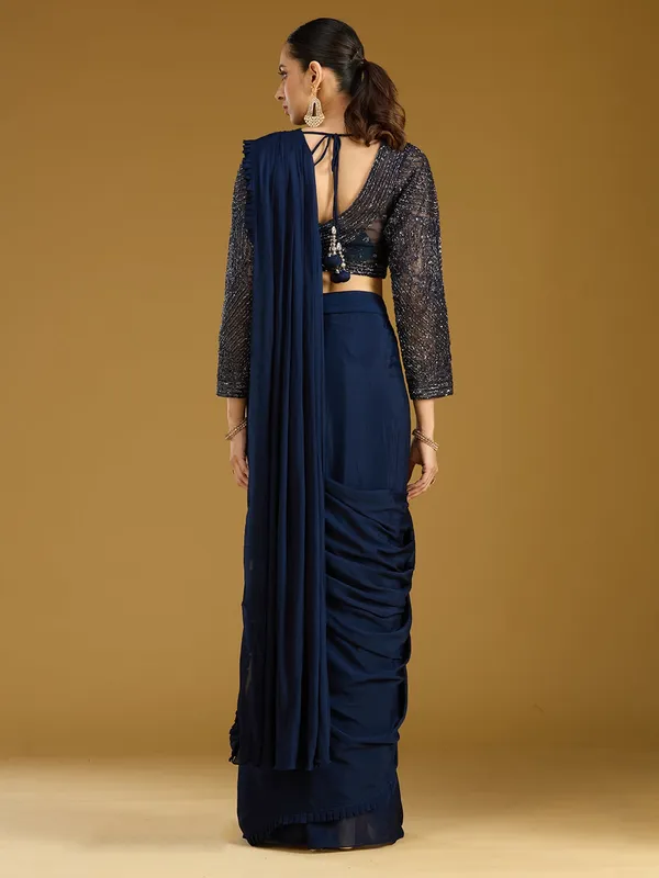 Navy_Blue_Cutdana_Satin_Readymade_Saree