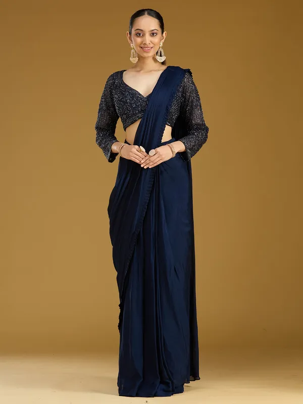Navy_Blue_Cutdana_Satin_Readymade_Saree