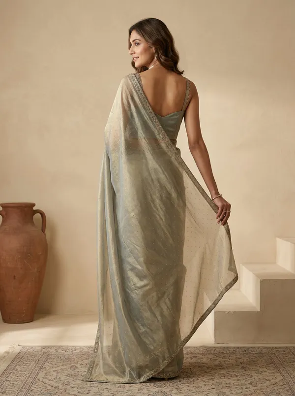 Pista_Green_Tissue_Gold_Stonework_Saree_With_Matching_Blouse_Piece
