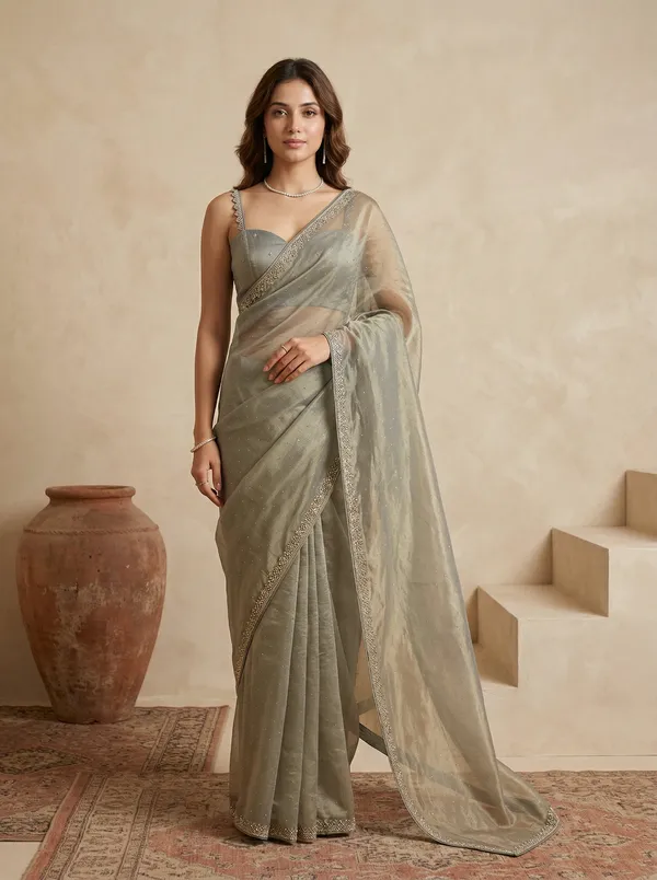 Pista_Green_Tissue_Gold_Stonework_Saree_With_Matching_Blouse_Piece