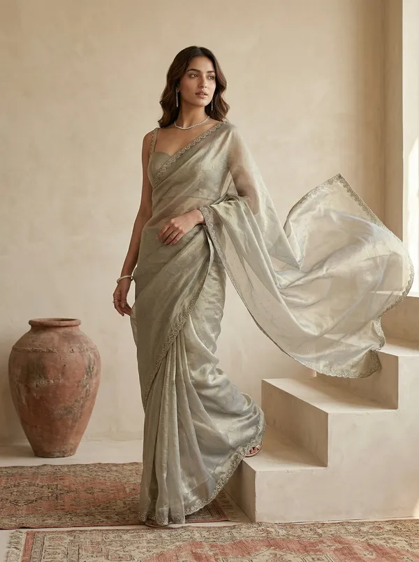 Pista_Green_Tissue_Gold_Stonework_Saree_With_Matching_Blouse_Piece