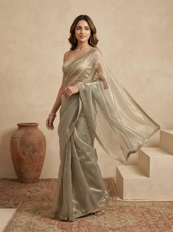 Pista_Green_Tissue_Gold_Stonework_Saree_With_Matching_Blouse_Piece