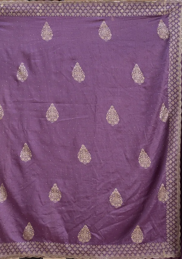 Lavender_Soft_Raw_Silk_Floral_Gold_Zariwork_Saree_With_Matching_Blouse_Piece