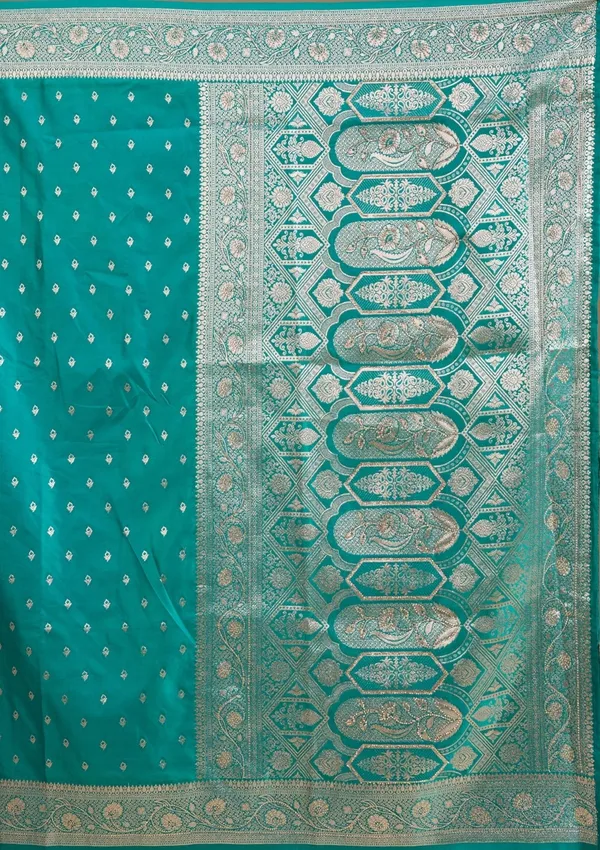 Rama_Green_Silk_Buti_Gold_Stonework_Saree_With_Matching_Blouse_Piece