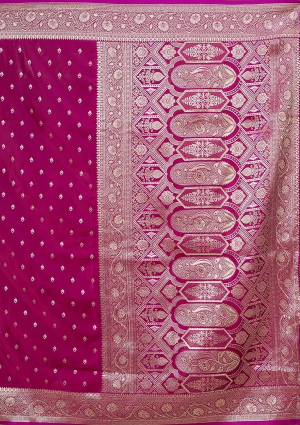 Wine_Silk_Buti_Gold_Stonework_Saree_With_Matching_Blouse_Piece