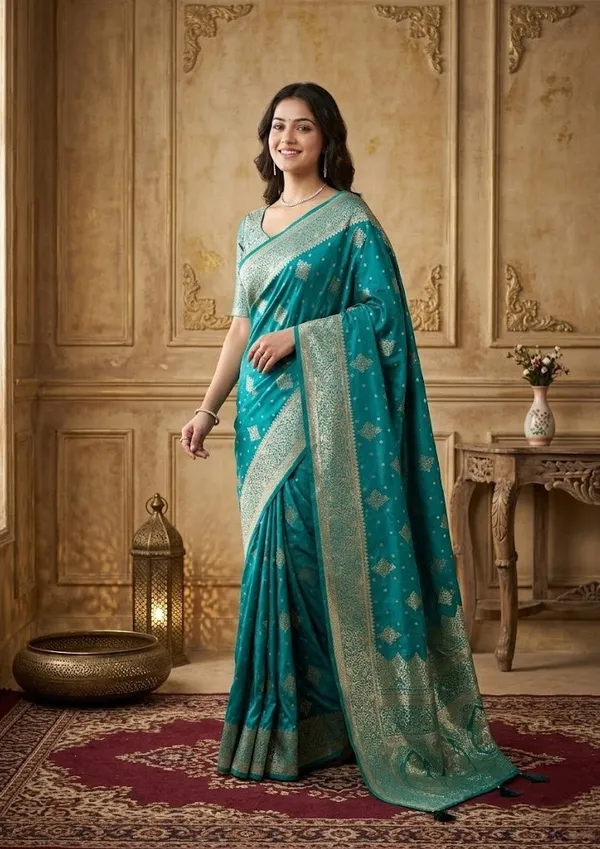 Red_Stonework_Gold_Art_Silk_Saree