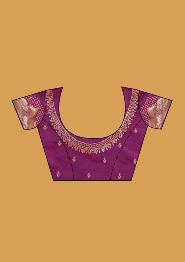 Purple_Silk_Buti_Gold_Stonework_Saree_With_Matching_Blouse_Piece