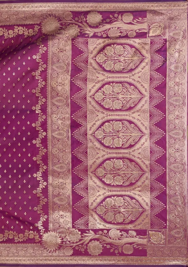 Purple_Silk_Buti_Gold_Stonework_Saree_With_Matching_Blouse_Piece