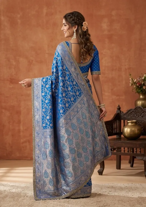 Royal_Blue_Silk_Jaal_Sequins_Saree_With_Matching_Blouse_Piece