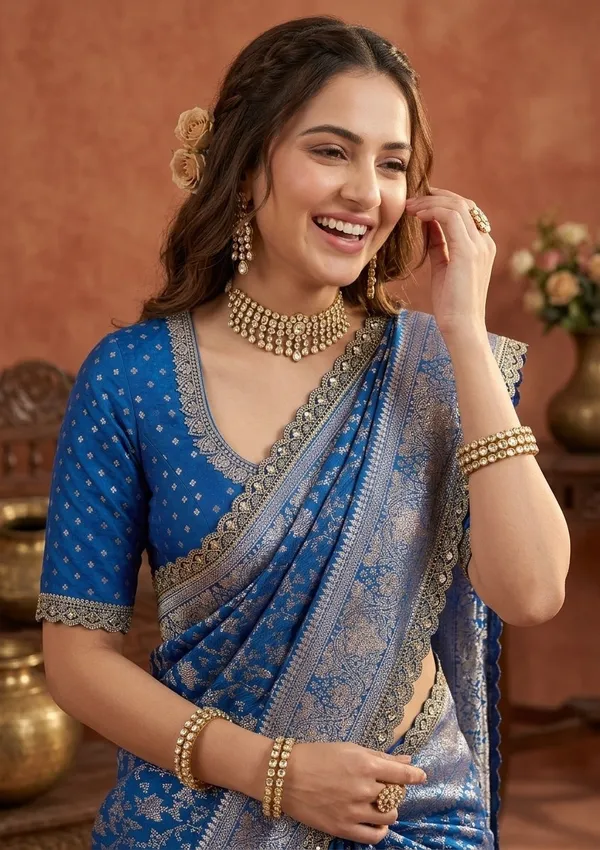 Royal_Blue_Silk_Jaal_Sequins_Saree_With_Matching_Blouse_Piece