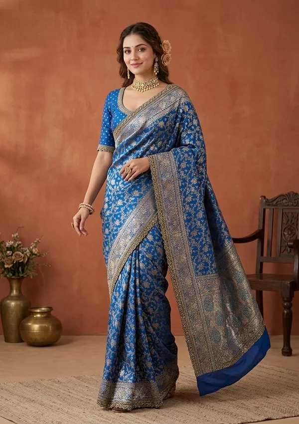 Royal_Blue_Silk_Jaal_Sequins_Saree_With_Matching_Blouse_Piece