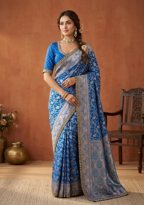 Royal_Blue_Silk_Jaal_Sequins_Saree_With_Matching_Blouse_Piece