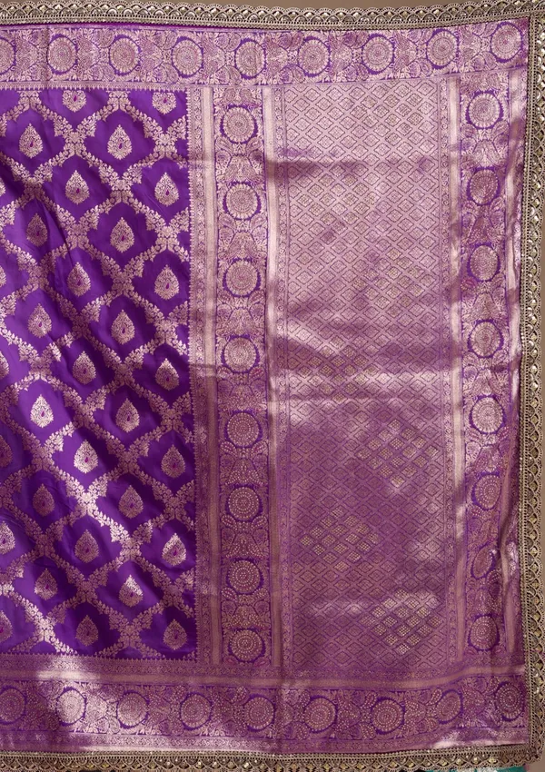 Purple_Silk_Jaal_Gold_Stonework_Saree_With_Matching_Blouse_Piece