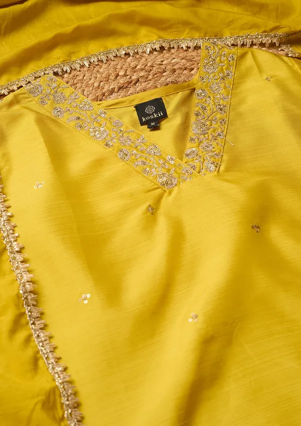 Yellow_Art_Silk_Cording_Straight_Kurta_With_Pant_Regular_And_Dupatta