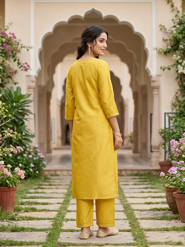 Yellow_Art_Silk_Cording_Straight_Kurta_With_Pant_Regular_And_Dupatta