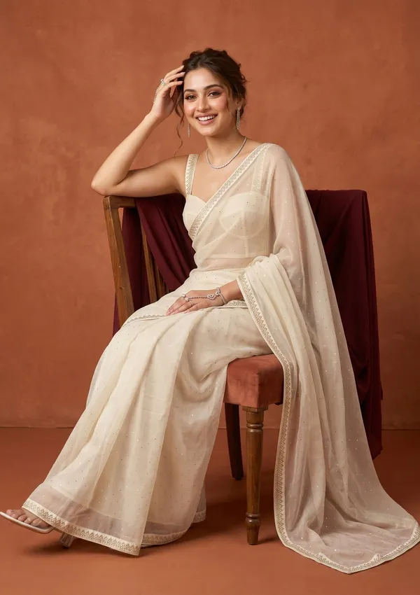 Off_White_Tissue_Gold_Stonework_Saree_With_Matching_Blouse_Piece
