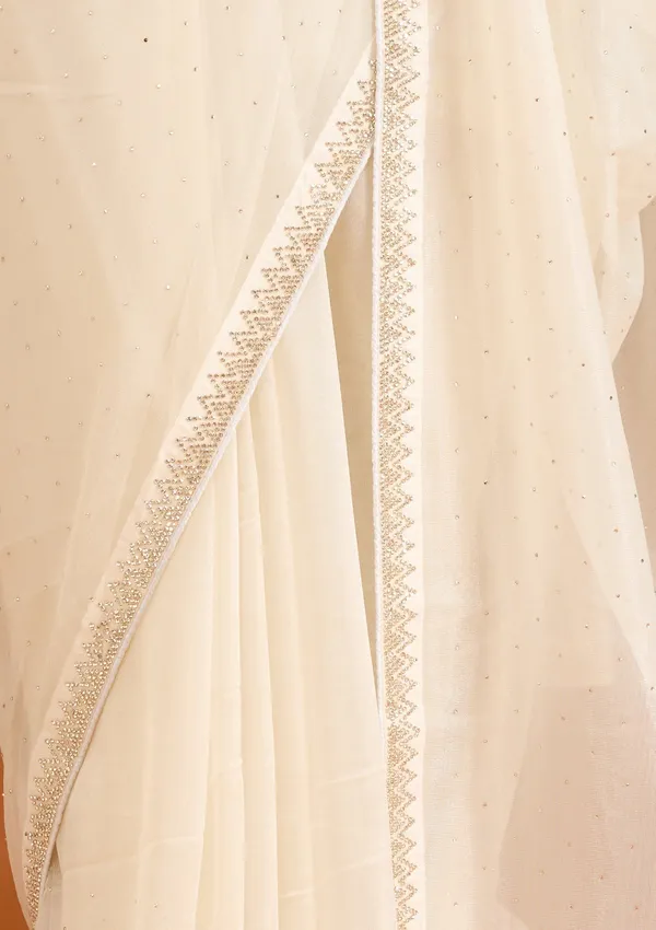 Off_White_Tissue_Gold_Stonework_Saree_With_Matching_Blouse_Piece