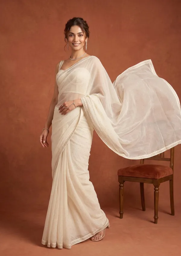 Off_White_Tissue_Gold_Stonework_Saree_With_Matching_Blouse_Piece