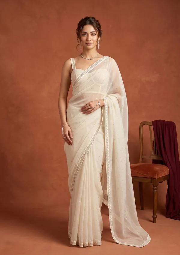 Off_White_Tissue_Gold_Stonework_Saree_With_Matching_Blouse_Piece