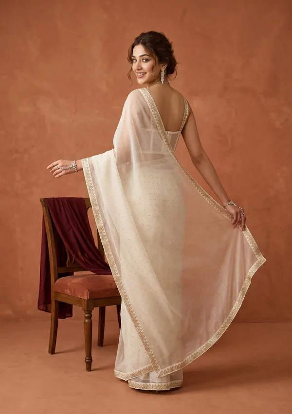 Off_White_Tissue_Gold_Stonework_Saree_With_Matching_Blouse_Piece
