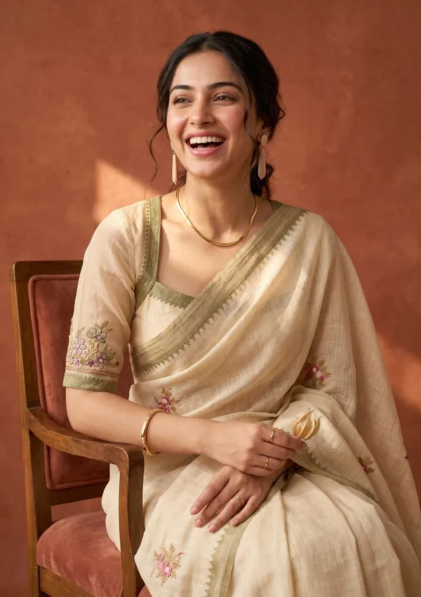 Beige_Chanderi_Threadwork_Saree_With_Matching_Blouse_Piece