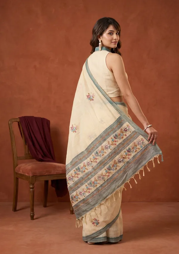 Beige_Chanderi_Threadwork_Saree_With_Matching_Blouse_Piece
