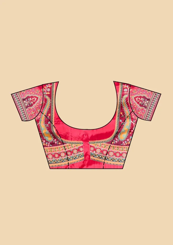 Pink_Satin_Sequins_Saree_With_Matching_Blouse_Piece