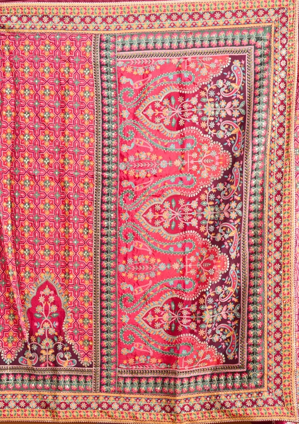 Pink_Satin_Sequins_Saree_With_Matching_Blouse_Piece