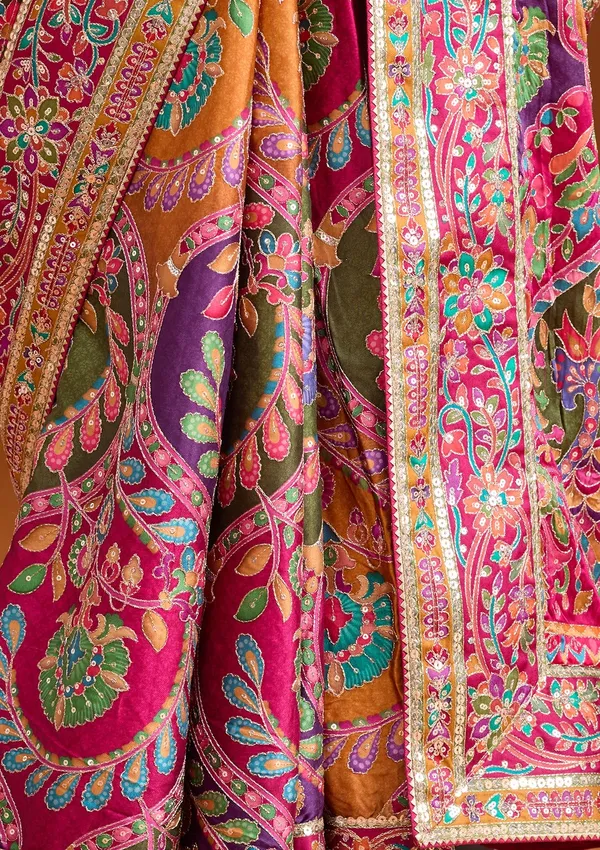 Multi_Satin_Sequins_Saree_With_Matching_Blouse_Piece