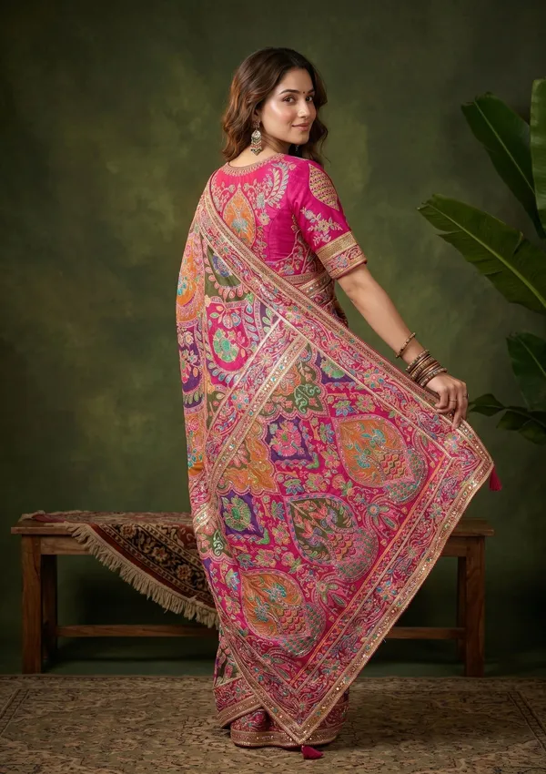 Multi_Satin_Sequins_Saree_With_Matching_Blouse_Piece