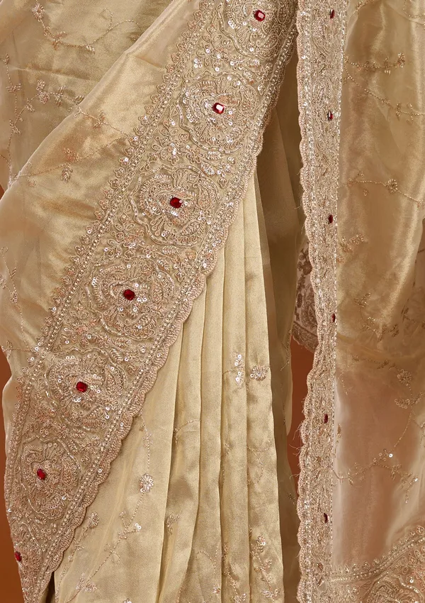 Beige_Tissue_Sequins_Saree_With_Matching_Blouse_Piece