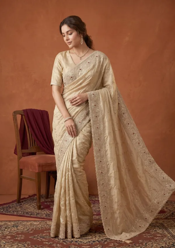 Beige_Tissue_Sequins_Saree_With_Matching_Blouse_Piece