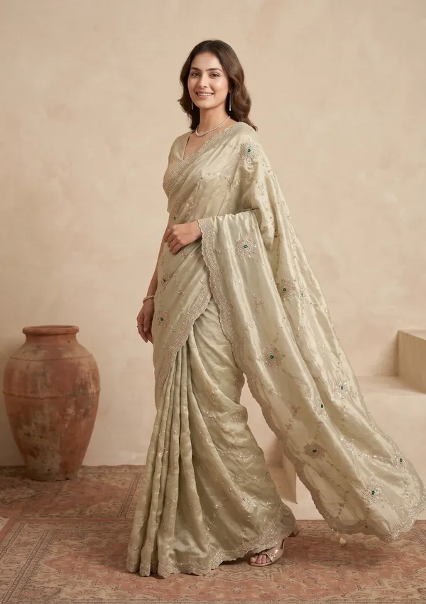 Sea_Green_Tissue_Sequins_Saree_With_Matching_Blouse_Piece