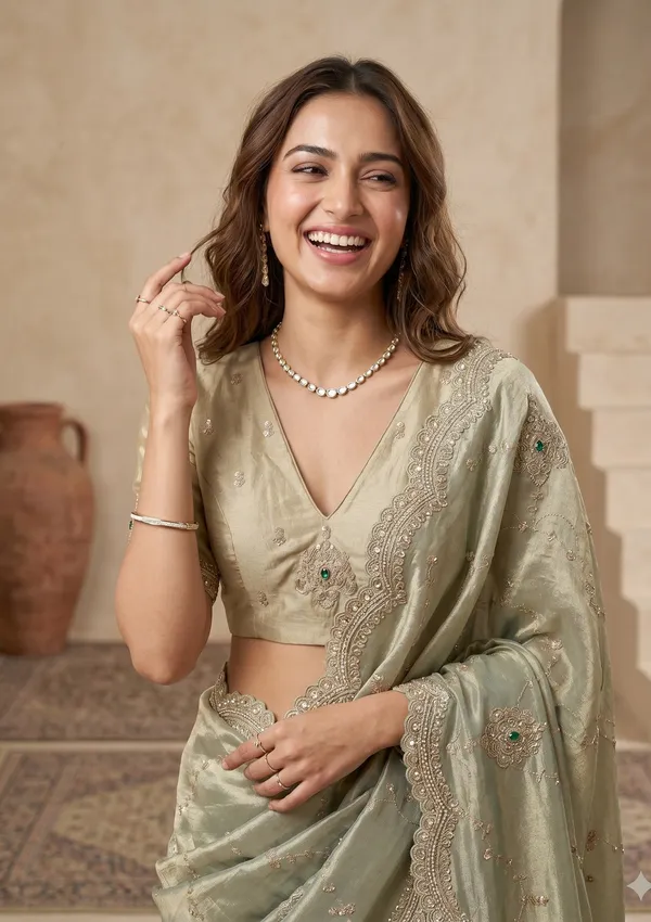 Sea_Green_Tissue_Sequins_Saree_With_Matching_Blouse_Piece