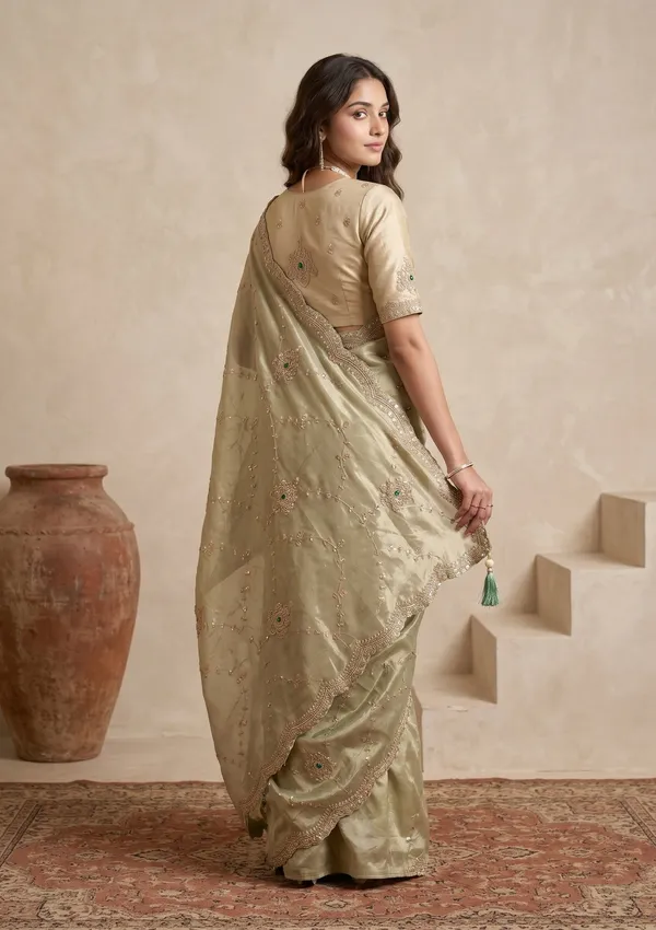 Sea_Green_Tissue_Sequins_Saree_With_Matching_Blouse_Piece