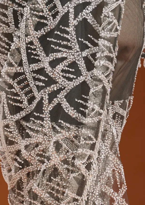 Grey_Net_Sequins_Saree_With_Matching_Blouse_Piece