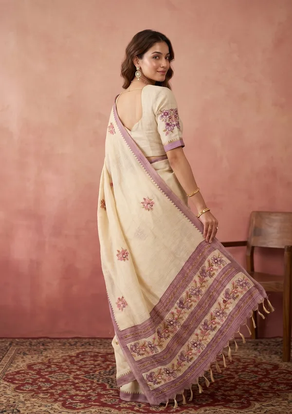 Beige_Chanderi_Threadwork_Saree_With_Matching_Blouse_Piece