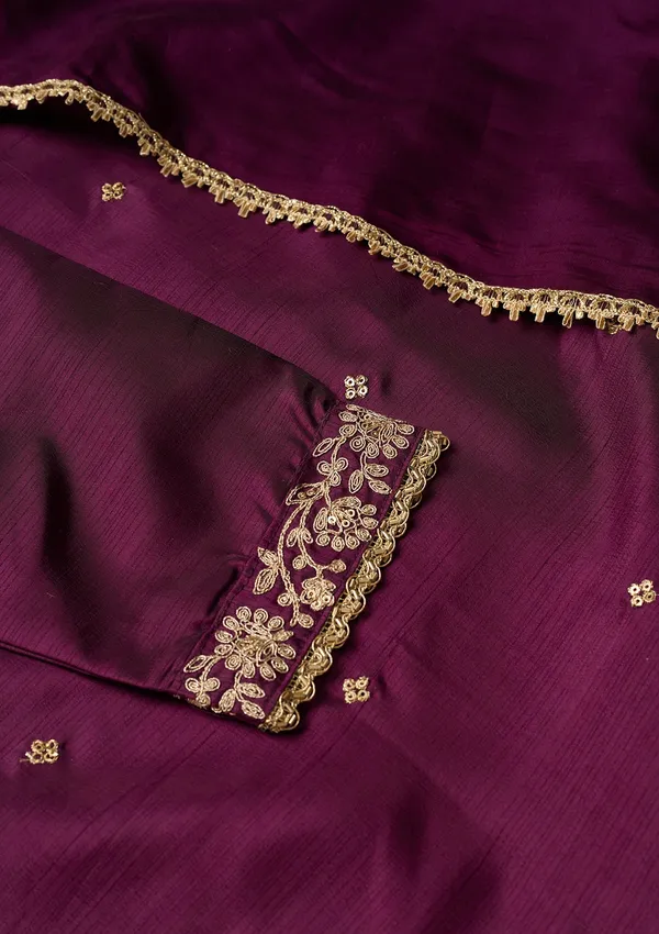 Wine_Art_Silk_Cording_A_Line_Kurta_With_Pant_Regular_And_Dupatta