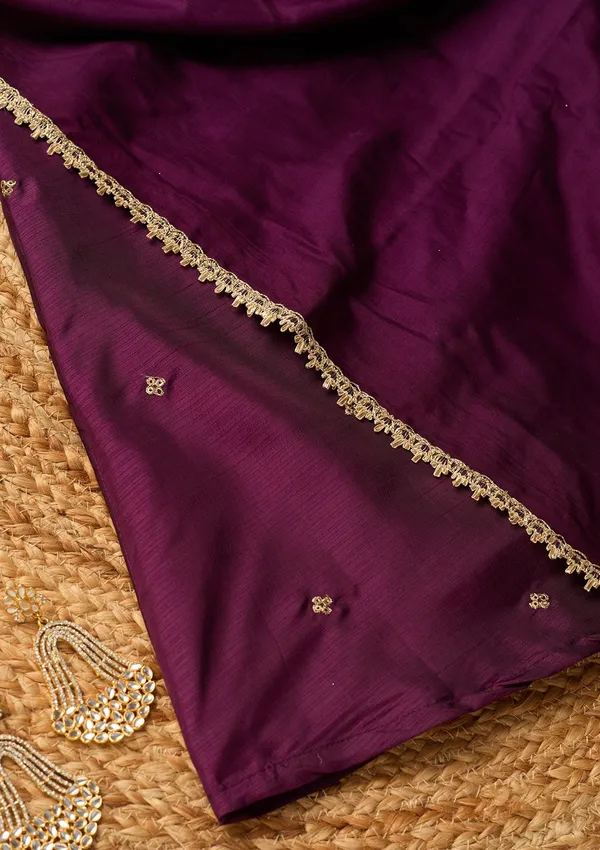 Wine_Art_Silk_Cording_A_Line_Kurta_With_Pant_Regular_And_Dupatta