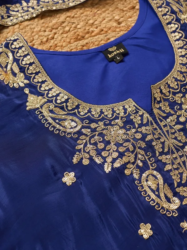 Royal_Blue_Crepe_Sequins_Straight_Kurta_With_Sharara_And_Dupatta