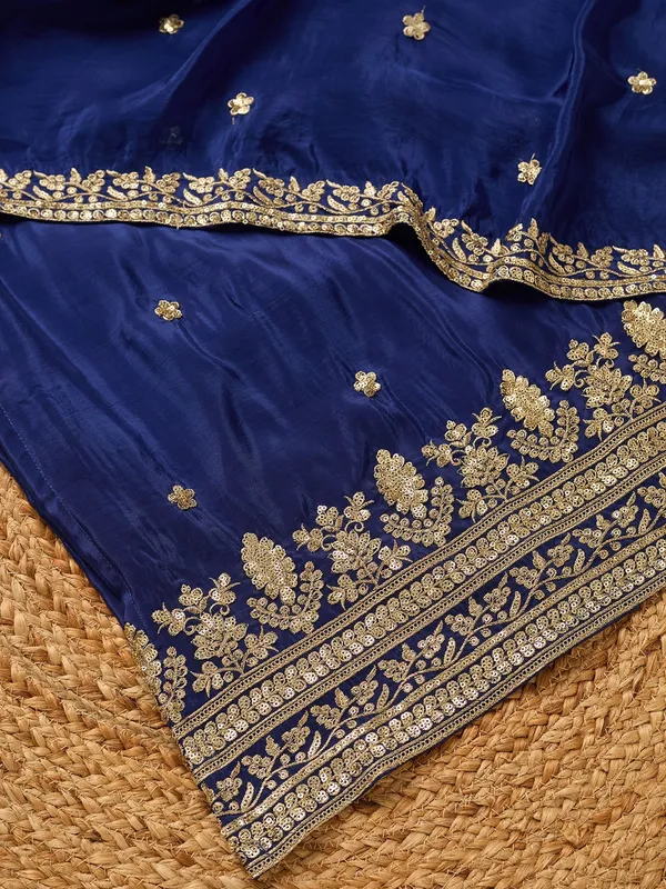 Royal_Blue_Crepe_Sequins_Straight_Kurta_With_Sharara_And_Dupatta