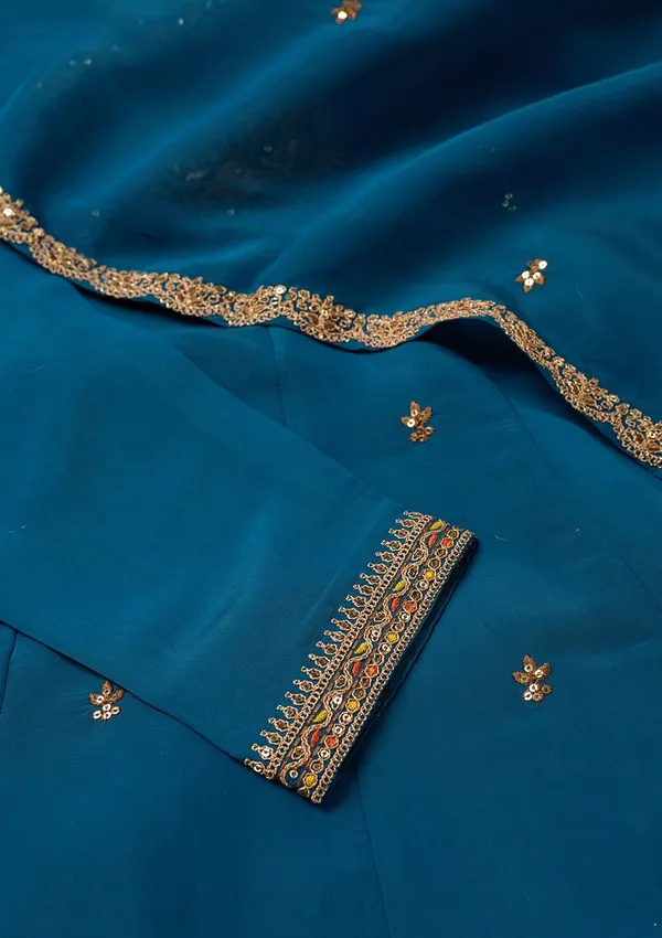 Navy_Blue_Chanderi_Cording_Anarkali_Kurta_With_Regular_Pant_And_Dupatta