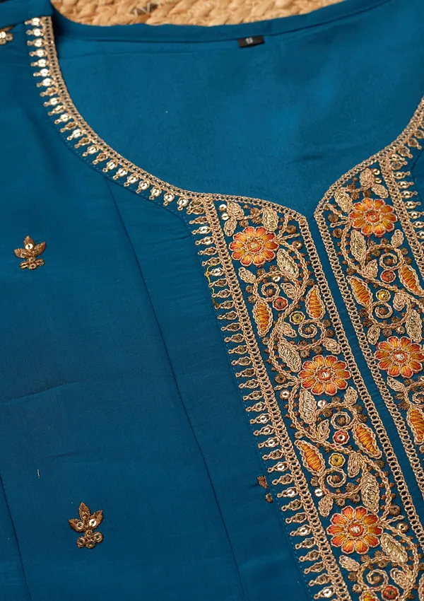 Navy_Blue_Chanderi_Cording_Anarkali_Kurta_With_Regular_Pant_And_Dupatta