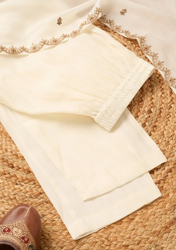 Off_White_Chanderi_Cording_Anarkali_Kurta_With_Regular_Pant_And_Dupatta