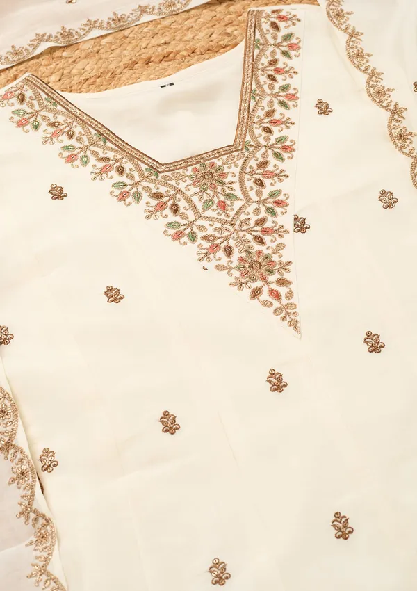 Off_White_Chanderi_Cording_Anarkali_Kurta_With_Regular_Pant_And_Dupatta
