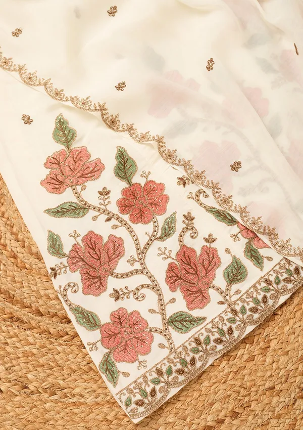 Off_White_Chanderi_Cording_Anarkali_Kurta_With_Regular_Pant_And_Dupatta