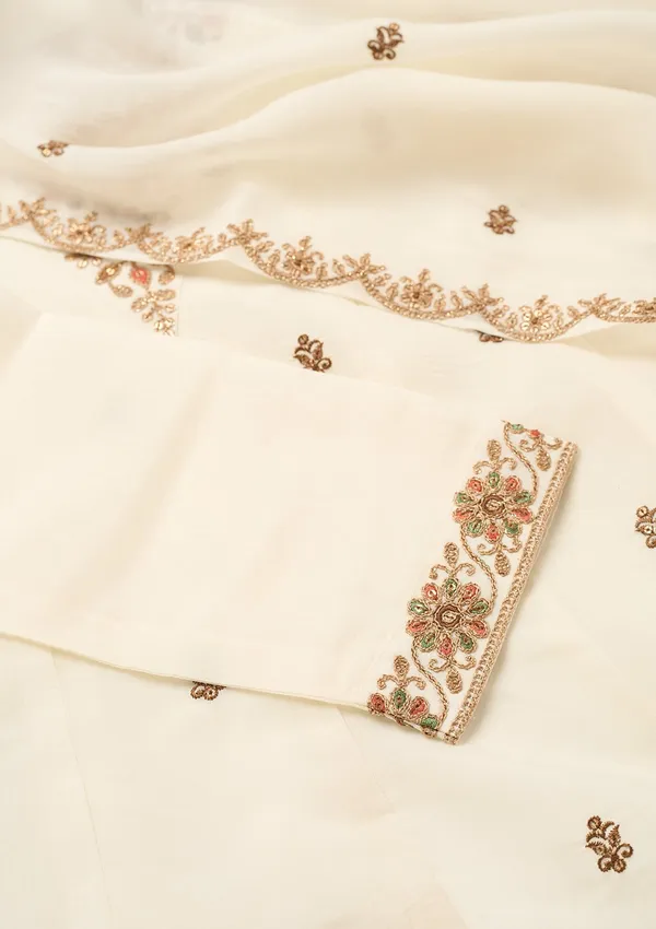 Off_White_Chanderi_Cording_Anarkali_Kurta_With_Regular_Pant_And_Dupatta