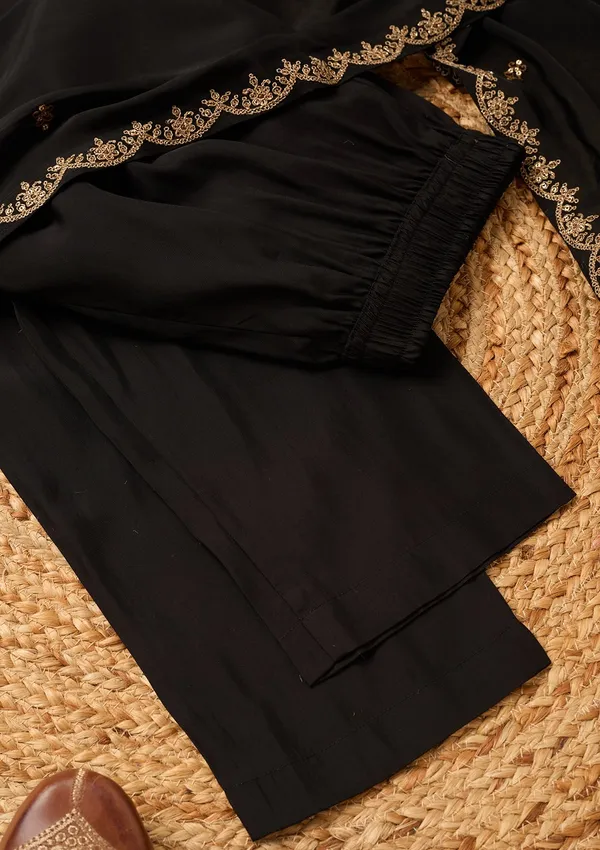 Black_Chanderi_Cording_Anarkali_Kurta_With_Pant_Regular_And_Dupatta