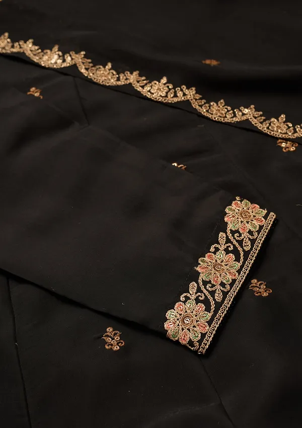 Black_Chanderi_Cording_Anarkali_Kurta_With_Pant_Regular_And_Dupatta